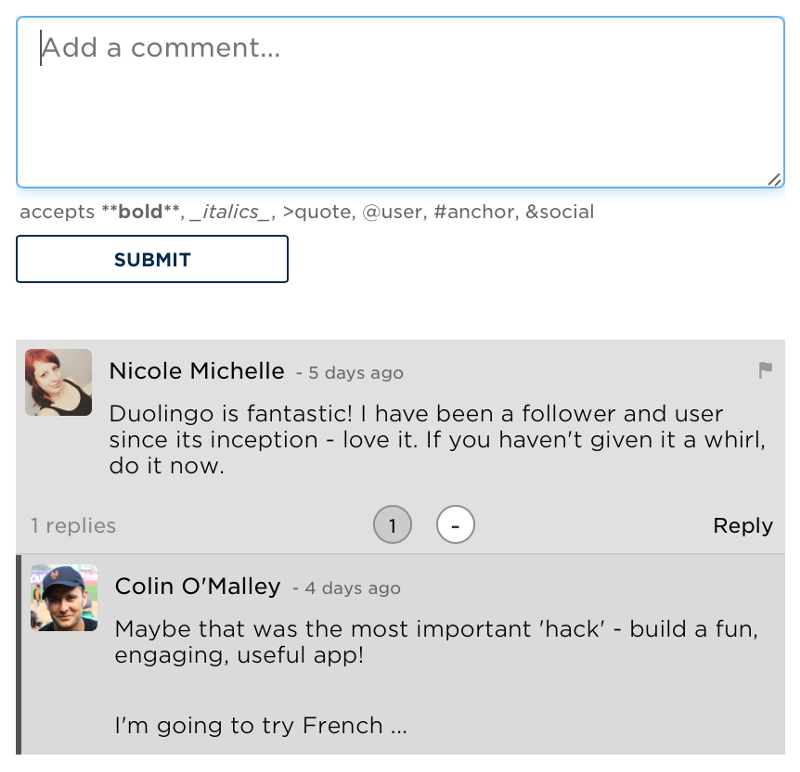 Comments with muscle